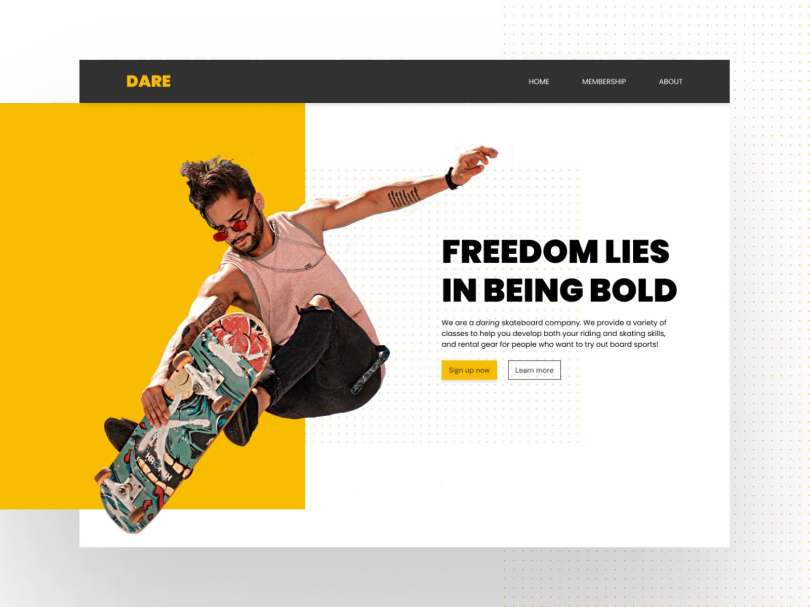 Skateboard Company site Hero Section Concept by Kayla on Dribbble