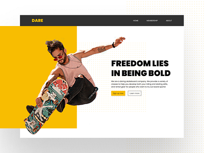 Skateboard Company Website Hero Section Concept graphic design hero section landing page ui ux web design website website design