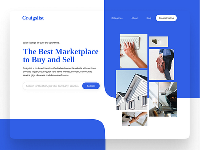 Craiglist Website Hero Section Concept