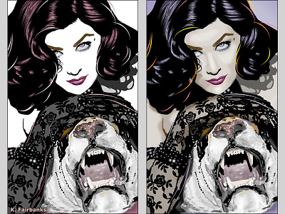 Sherilyn Fenn By K. Fairbanks art drawing sherilyn fenn tiger vector woman