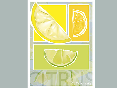 Citrus By K. Fairbanks art food fruit graphic design illustration illustrator lemon lime oranges still life vector