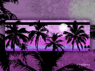 Palm Motif Purple by K. Fairbanks beach moon night palm palm trees trees tropical