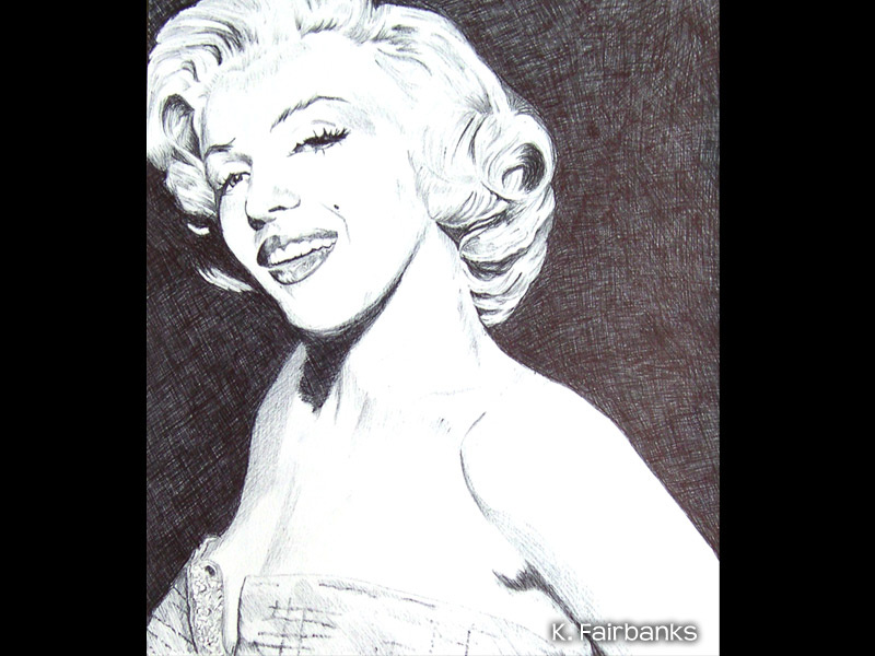 Marilyn Millionaire by K. Fairbanks drawing ball point pen drawing marilyn monroe