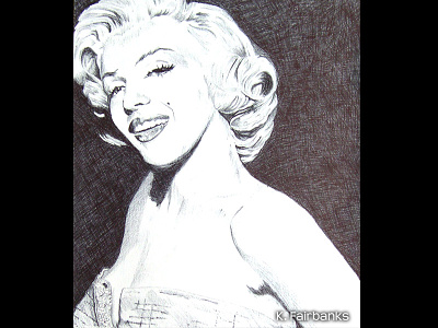 Marilyn Millionaire by K. Fairbanks ball point pen drawing drawing marilyn monroe
