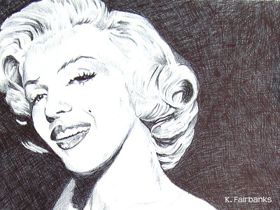 Marilyn Millionaire (close up) by K. Fairbanks ball point pen drawing drawing marilyn monroe