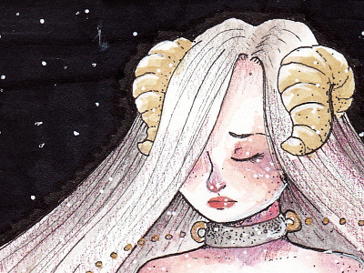 Estelle, the demon princess demon illustration mix watercolor