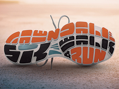 Lawndale 5K Illustration - Take 3 photorealistic race run shadow shoe typography