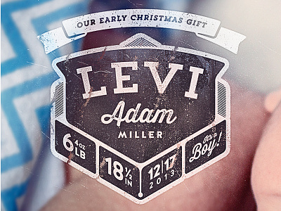 Levi Adam Miller announcement badge birth emblem industrial insignia stamp typography worn