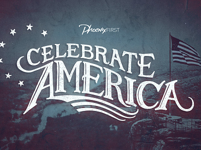 Celebrate America 4th americana handdrawn july lettering nostalgic patriotic typography usa