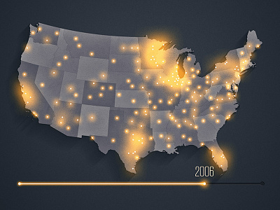 Map & Timeline dots glow light map states timeline us usa