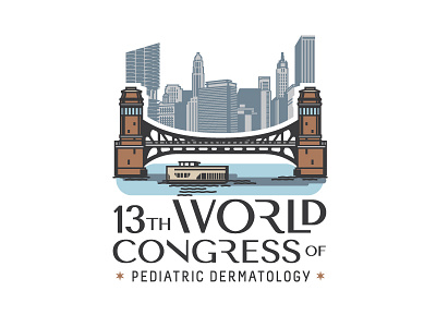 Word Congress Logo - v1 architecture boat bridge canal chicago illustration old world skyline vector