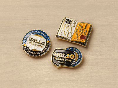 10-year Pins Closeup 10 anniversary celebration clients enamel pins gift gold loyalty pin set soft enamel ten years