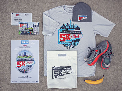 5K Assortment bag beanie branding chicago direct mail illustration postcard poster race run t shirt