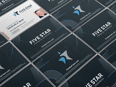 Five Star Business Card Series Concept brand branding financial grid identity logo puzzle set
