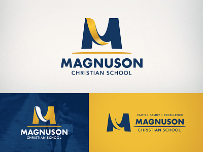 Magnuson Christian School logo brand branding brandmark education elementary grade logo m monogram school swoosh
