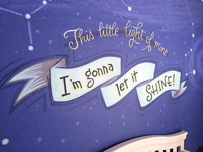 This Little Light of Mine banner constellations lettering mural nursery putabanneronit