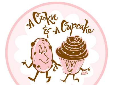 A Cookie & A Cupcake logo branding design hand drawn type illustration lettering logo vector