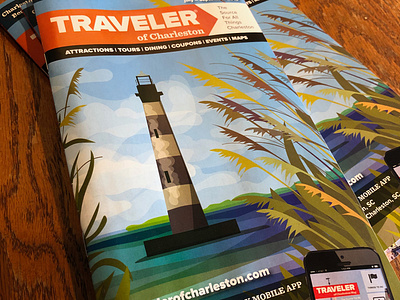 Traveler of Charleston Cover charleston cover art illustration illustrator lighthouse magazine cover traveler vector