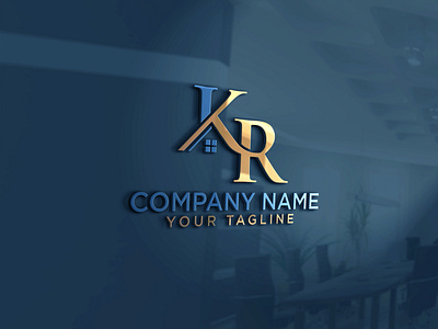 KR logo design, real estate  property  mortgage  home  building