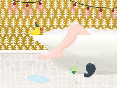 Bathtub Party Day bathtub december holiday illustration party