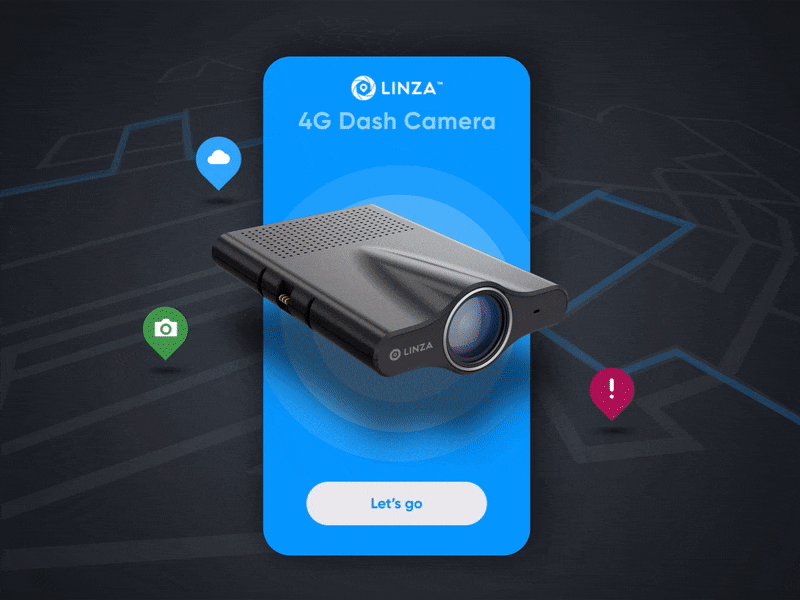 Linza Dash Cam app animation app branding design logo ui ux