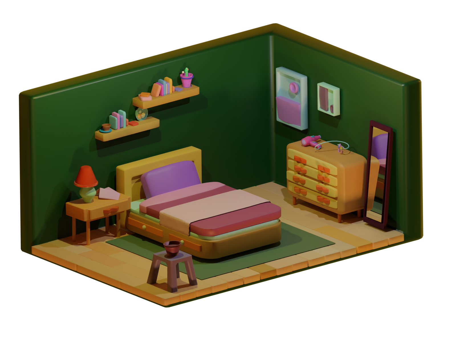 green-bedroom-by-sara-mohtasebi-on-dribbble