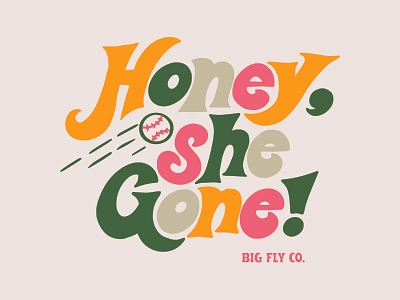 Big Fly Honey Tee 70s apparel baseball design funky mockup retro shirtdesign type typography vintage women