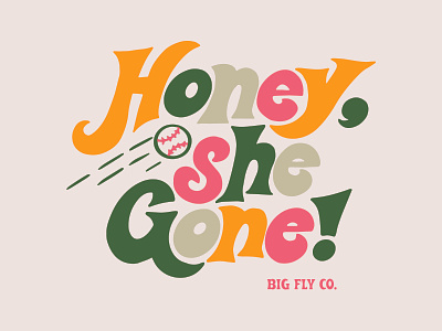 Big Fly Honey Tee 70s apparel baseball design funky mockup retro shirtdesign type typography vintage women