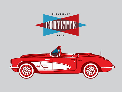 1959 Chevrolet Corvette 1959 car classic corvette illustration lineart midcentury modern vintage