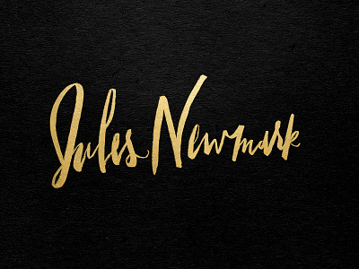 Jules Newmark Type Treatment gold handdone loose name script texture type typography
