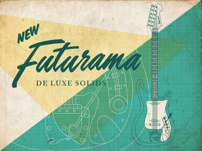 Futurama De Luxe brushlettering disressed guitar futurama halftone illustration lineart type vintage