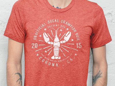 2015 Crawfish Tee cajun crawfish illustration socal stars teeshirt wip