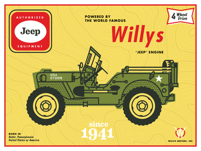Jeep Willys 4wheeldrive car illustration jeep offroad willys
