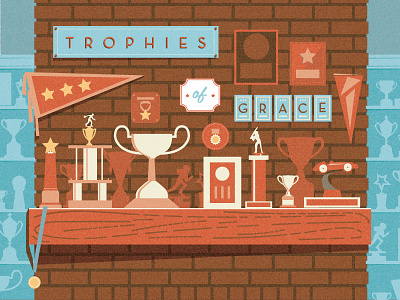 Trophies Rejected Design brick flat illustration pennant plaque trophies