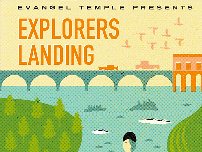 Evangel Concept Poster church disneyattraction dotpattern illustration poster retro river texture whitewaterreafting