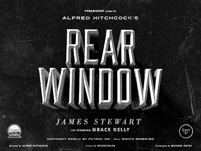 Rear Window 3D Type beveledtype distress film hitchcock movietitle rearwindow texture type typography