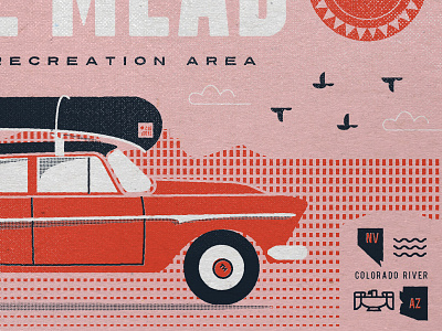 Type Hike Lake Mead Poster Rejected Concept 1 birds canoe car coloradoriver eagle halftone illustration lakemead sun texture typehike typography
