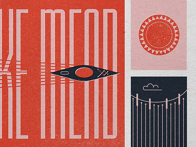 Type Hike Lake Mead Poster Rejected Concept 2 coloradoriver halftone hooverdam illustration kayak lakemead midcentury sun texture typehike typography