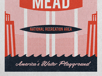Type Hike Lake Mead Poster Rejected Concept 3 coloradoriver halftone illustration lakemead poster sun texture typehike typography