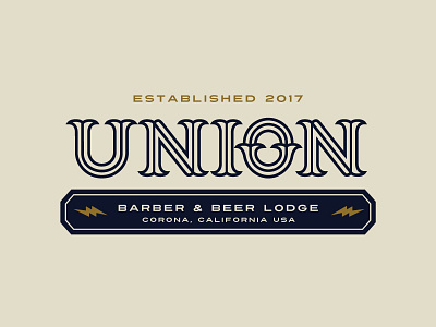 UBBL Union Barber & Beer Lodge barber logo beer branding established idenity lightingbolt logotype monoline plainjoe