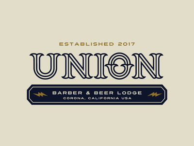 UBBL Union Barber & Beer Lodge barber logo beer branding established idenity lightingbolt logotype monoline plainjoe