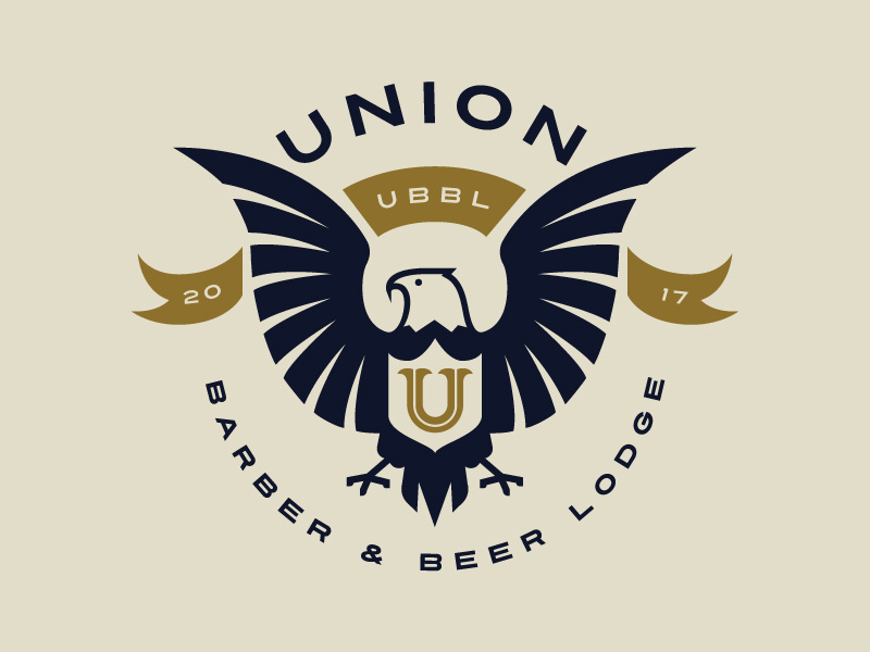 UBBL Union Barber & Beer Lodge Eagle Badge plainjoe animal logotype logo idenity established eaglelogo branding beer barber badge