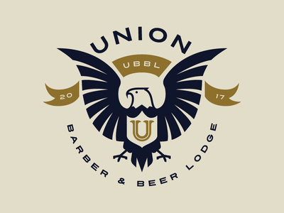 UBBL Union Barber & Beer Lodge Eagle Badge animal badge barber beer branding eaglelogo established idenity logo logotype plainjoe