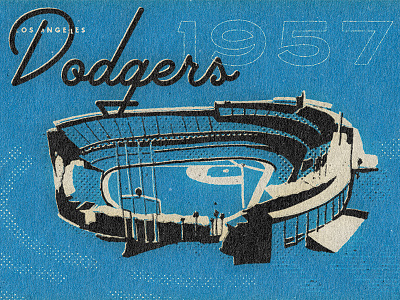 Dodgers Stadium Illustration 1957 baseball blue dodgers dodgersbaseball halo illustration losangeles matchbook midcentury modern pastime