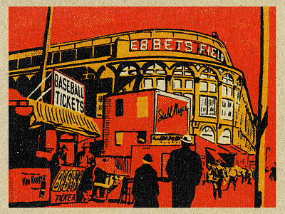Ebbets Field Illustration america ballpark baseball ebbetsfield illustration matchbook pastime retro vintage warm