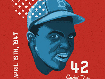 Jackie Robinson Day barriers baseball brooklyn dodgers procreate retro stars stipple usa vintage