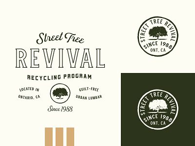 Street Tree Revival Logo Lockup badge branding illustration logo revival street tree