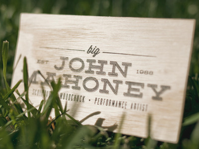 Big John Mahoney Printed Business Card ash card grass photo printing type wood