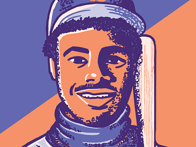Griffey Illustration baseball baseball card illustration portraits procreate retro texture vectorized