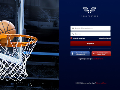 Teamplayers sports Intelligence login screen login screen signin signup social network